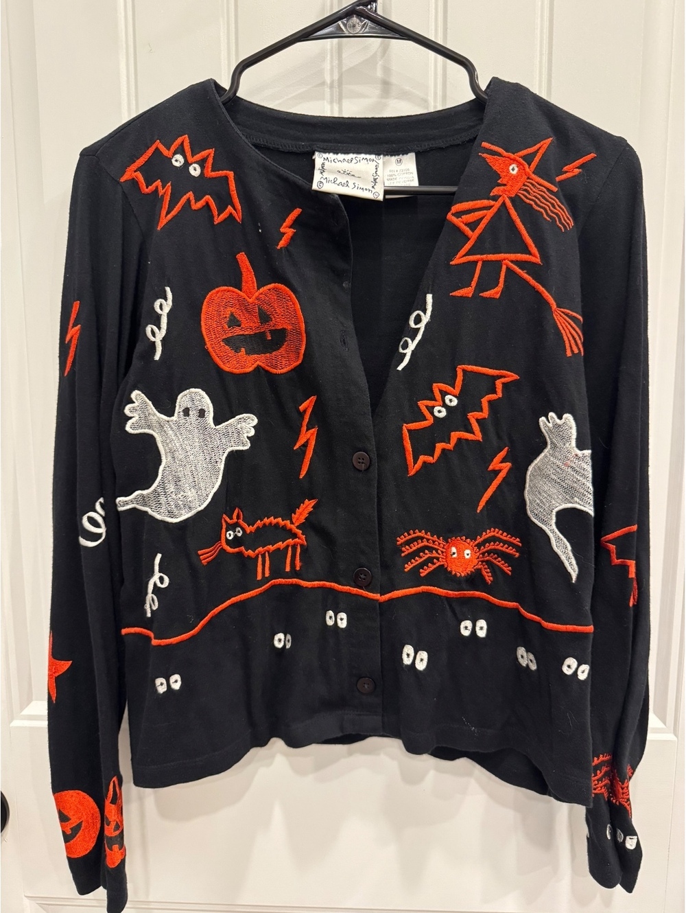 Michael Simon Lite Halloween Button-Up Cardigan-Medium